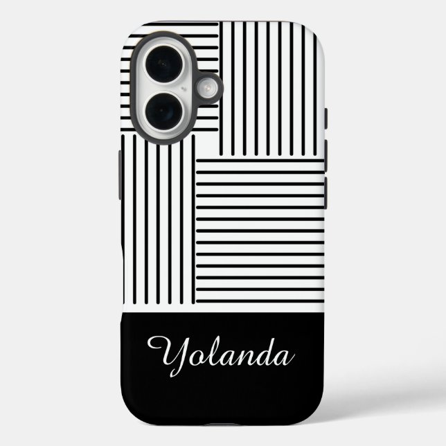 Coques Case-Mate iPhone Black Stripes with Name  (Verso)