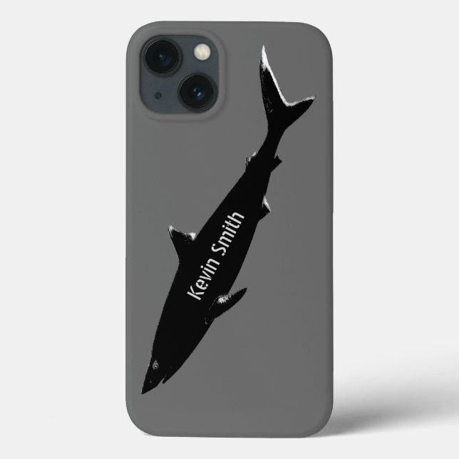 Coques Case-Mate iPhone black swimming shark personalized (Verso)