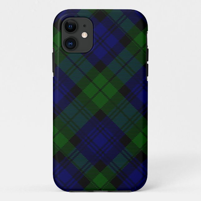 Coques Case-Mate iPhone Black Watch Tartan bleu vert Plaid (Dos)