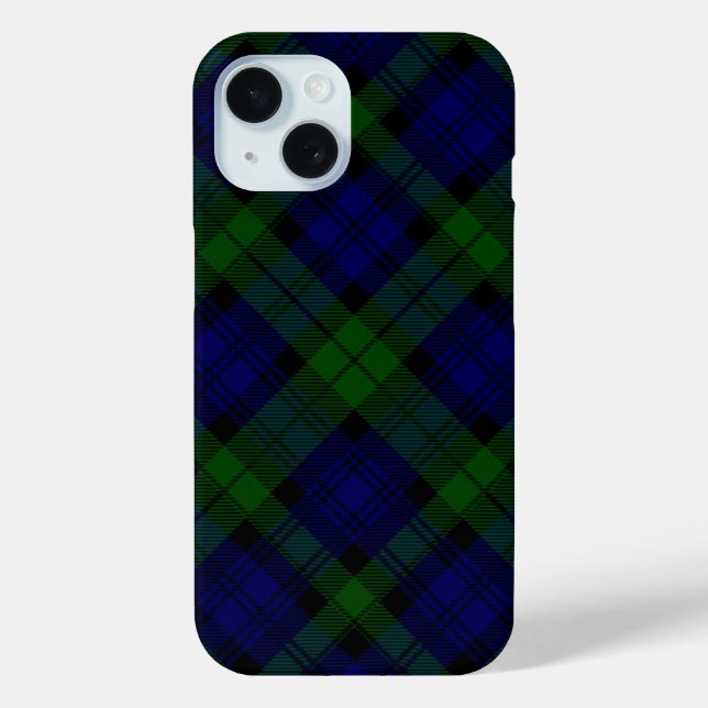 Coques Case-Mate iPhone Black Watch Tartan bleu vert Plaid (Verso)