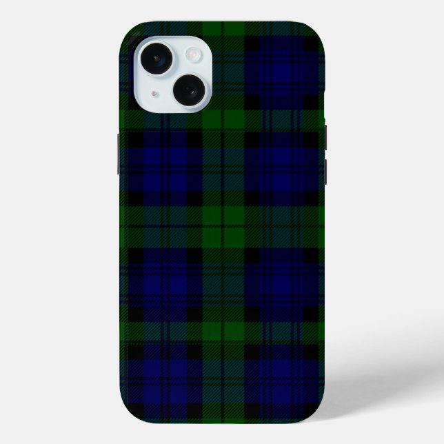 Coques Case-Mate iPhone Black Watch Tartan bleu vert Plaid (Verso)