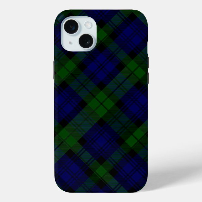 Coques Case-Mate iPhone Black Watch Tartan bleu vert Plaid (Verso)