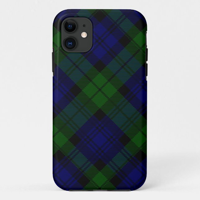 Coques Case-Mate iPhone Black Watch Tartan bleu vert Plaid (Dos)