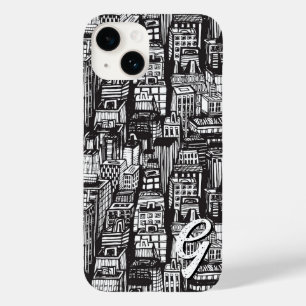 Coque Case-Mate iPhone Black & White Downtown City, gratte-ciel, Monogram