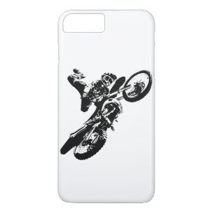 Coque iPhone 8 Plus/7 Plus Black White Pop Art Motocross Motorcyle Sport