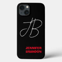 Black White Red Handwriting Monogramme Ajouter un 