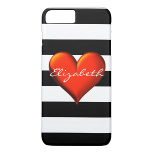 Coque Case-Mate iPhone Black Wht Horiz Bande Rouge Métallurgique Monogram