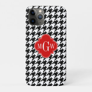 Case-Mate iPhone Case Black Wht Houndstooth Red Quatrefoil