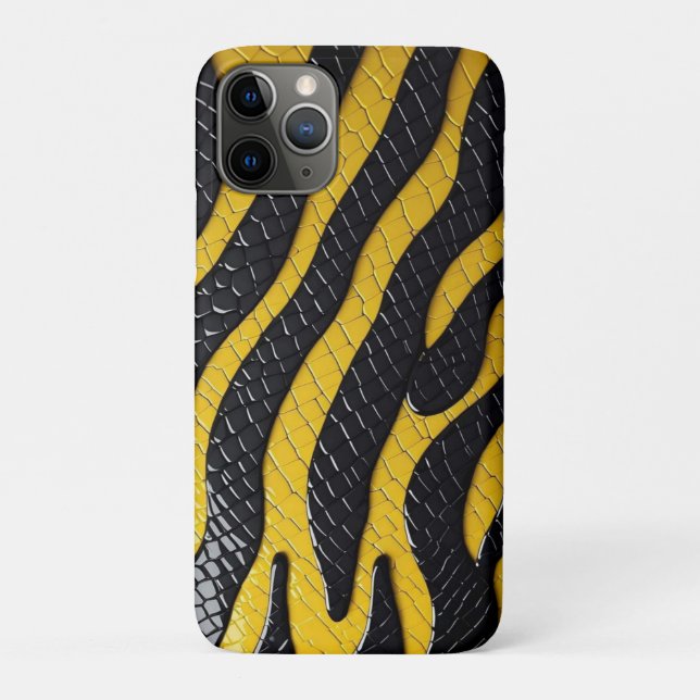Coques Case-Mate iPhone Black & Yellow Luxury Modern Animal skin (Dos)