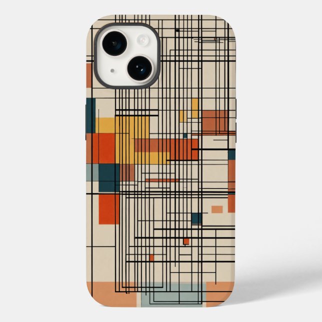 Coques Case-Mate iPhone blanc brun et bleu noir petites lignes (Verso)