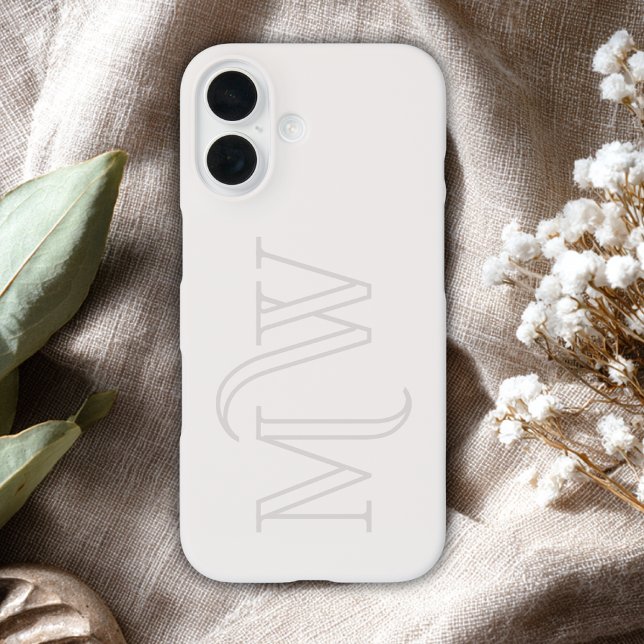 Coques Case-Mate iPhone Blanc cassé Grandes Initiales Monogramme Simple Mi (Créateur téléchargé)