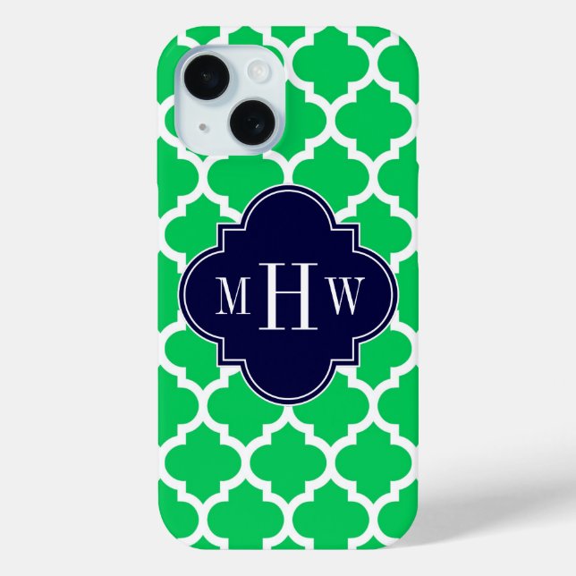 Coques Case-Mate iPhone Blanc Emeraude Marocain #5 Navy 3 Monogramme Initi (Verso)