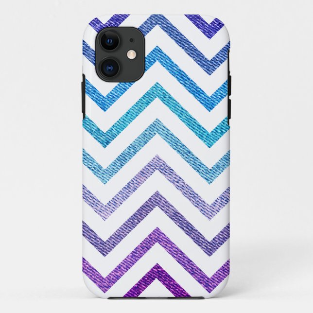 Coques Case-Mate iPhone Blanc en pastel de Chevron de denim (Dos)