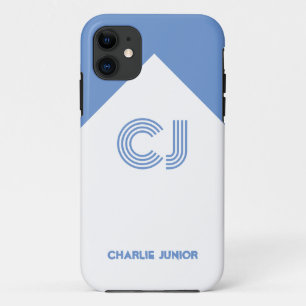 Case-Mate iPhone Case blanc et bleu aqua Initiales monogrammes Minimalis
