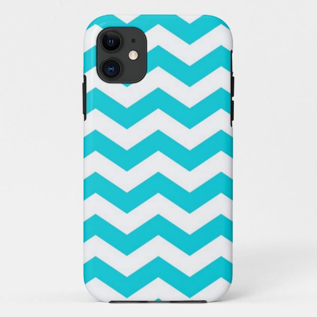 Coques Case-Mate iPhone Blanc et motif de zigzag d'Aqua (Dos)