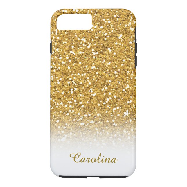 Coques Case-Mate iPhone Blanc et parties scintillantes d'or, (Dos)