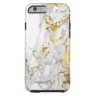 Coque iPhone 6 Tough Blanc et tendre de motif de marbre d'or urbain
