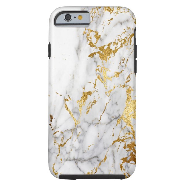 Coques Case-Mate iPhone Blanc et tendre de motif de marbre d'or urbain (Dos)