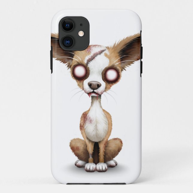 Coques Case-Mate iPhone Blanc mignon de chiot de chiwawa de zombi (Dos)