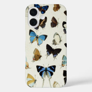 Coque Pour iPhone 16 BLANC NOIR BUTTERFLIES BLEU Beauté Nature Lover
