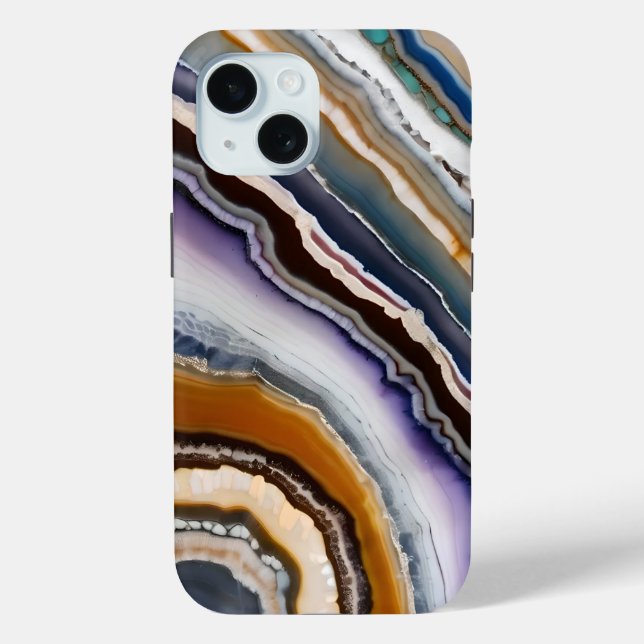 Coques Case-Mate iPhone Blanc Noir Lilas Bleu Terracotta Agate Géode (Verso)