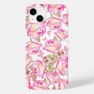 Coque Case-Mate iPhone Blanc rose jaune romantique floral rose d'été