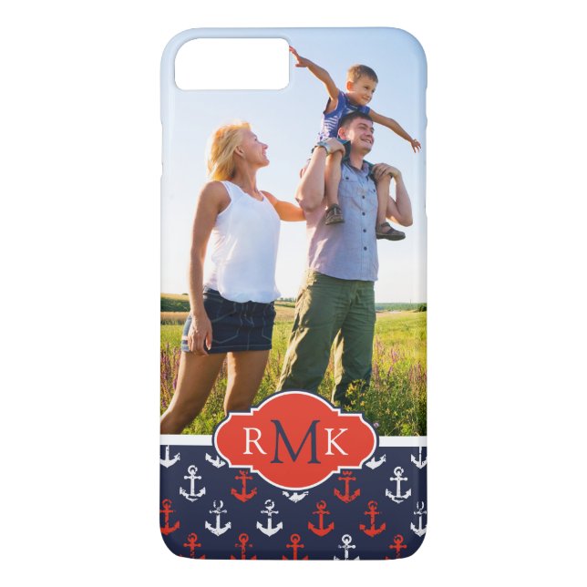 Coques Case-Mate iPhone Blanc rouge et bleu Pattern| votre photo et (Dos)
