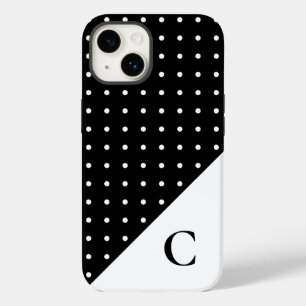 Coque Case-Mate iPhone Blanc sur noir Polka Motif Monogramme