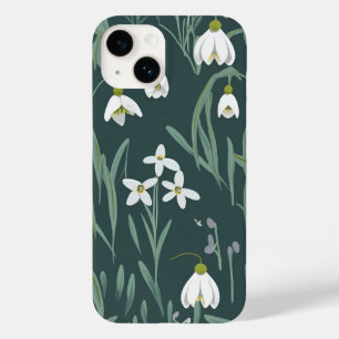 Coque Case-Mate iPhone Blancs De Neige Fleurs Sur Vert