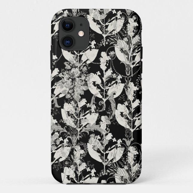 Coques Case-Mate iPhone Blancs mignons feuilles abstraits motifs (Dos)