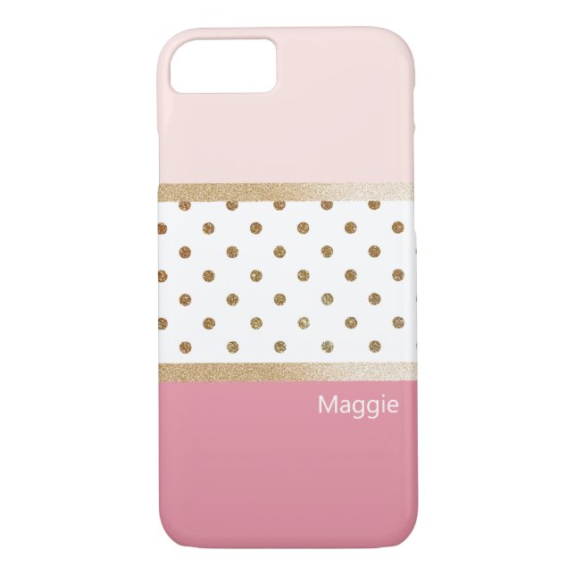 Coques Case-Mate iPhone Blancs roses et dorures modernes (Dos)