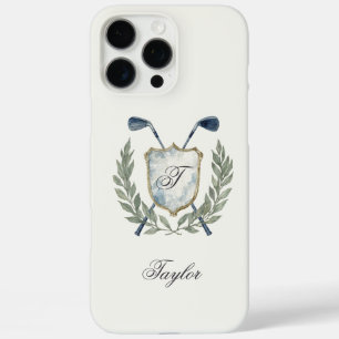 Coque iPhone 16 Pro Max Blason de monogramme de golf personnalisé Élégant