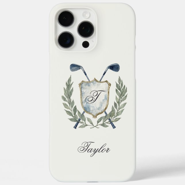 Coques Case-Mate iPhone Blason de monogramme de golf personnalisé Élégant (Verso)