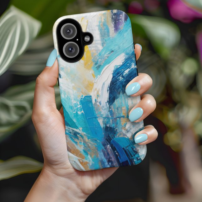 Coques Case-Mate iPhone Bleu Abstrait Brush Strokes Art moderne (Créateur téléchargé)