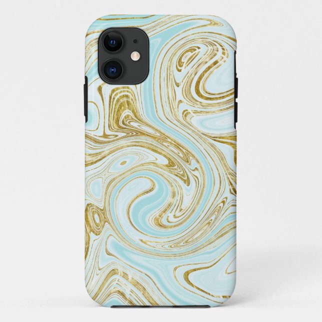 Coques Case-Mate iPhone Bleu Abstrait Parties scintillant or chic élégant (Dos)