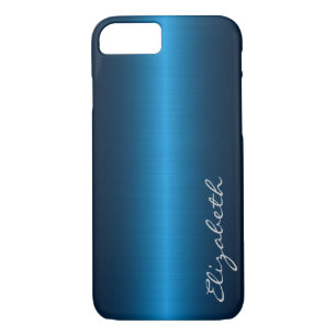 Coques Pour iPhone Bleu acier inoxydable look métallique
