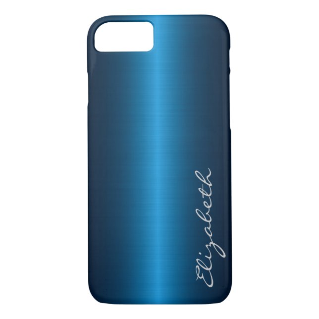 Coques Case-Mate iPhone Bleu acier inoxydable look métallique (Dos)