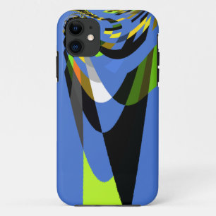 Coque iPhone 11 Bleu Africain Tribal Motif Motif Art Imprimer