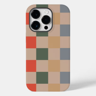 Coque Case-Mate iPhone Bleu Beige Orange Brown À damiers En vichy Motif