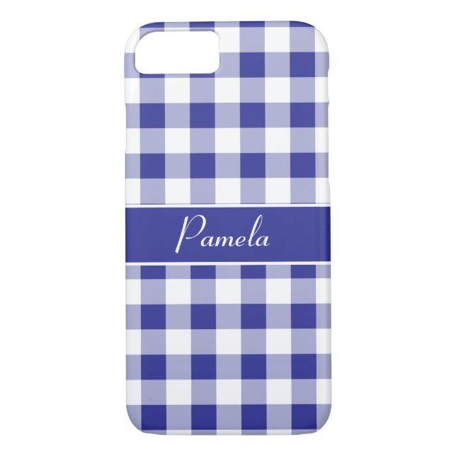 Coques Case-Mate iPhone Bleu Blanc Buffalo Plaid Motif Personnaliser (Dos)
