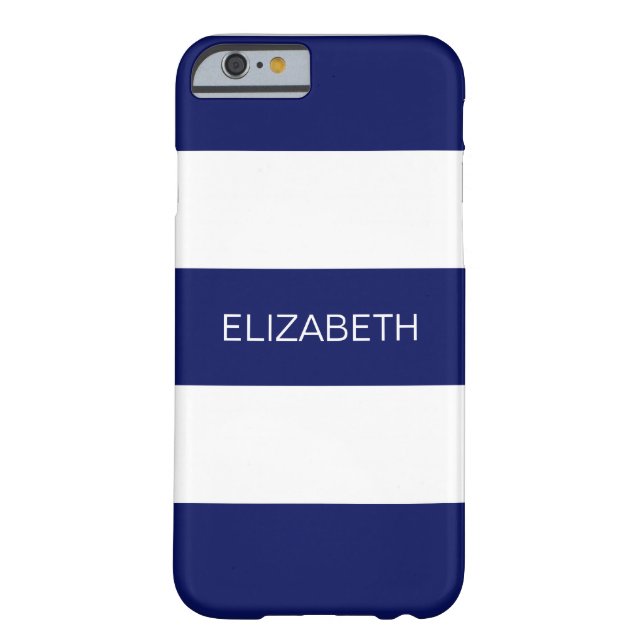 Coques Case-Mate iPhone Bleu blanc Horiz Preppy Stripe #3 Monogramme (Dos)