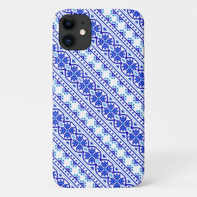 Coques Case-Mate iPhone Bleu blanc mignon décoratif rayures ukrainiennes (Dos)