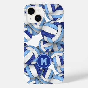 Coque Case-Mate iPhone Bleu blanc monogrammé girly volleyballs motif