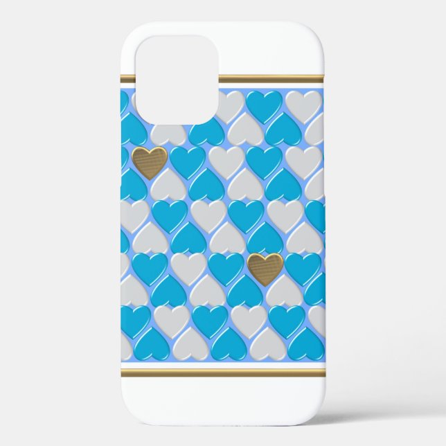 Coques Case-Mate iPhone Bleu, blanc motif bavarois. (Verso)