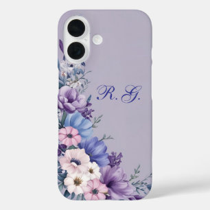 Coque Pour iPhone 16 Bleu, blanc, rose et pourpre délicats fleurs estiv