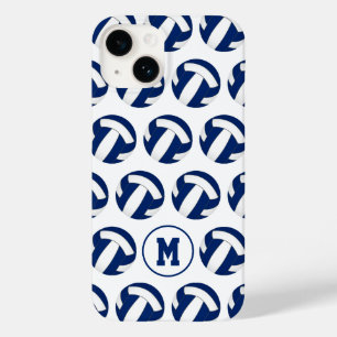 Coque Case-Mate iPhone bleu blanc volleyballs motif avec monogramme