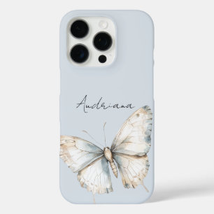 Coque iPhone 16 Pro Bleu Bleu Bleu Papillon Floral