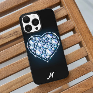 Coque Case-Mate iPhone Bleu brillant Coeur Diamant Élégant Saint Valentin