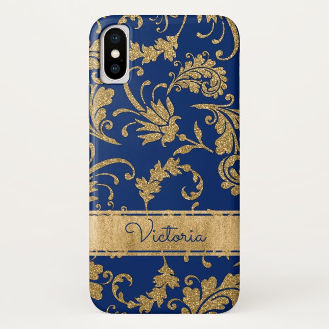 Coques Case-Mate iPhone Bleu, cas floral de l'iPhone X de Coque-Compagnon (Dos)