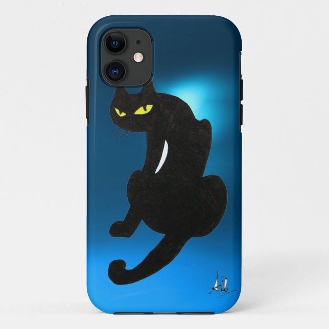 Coques Case-Mate iPhone Bleu CAT NOIR (Dos)